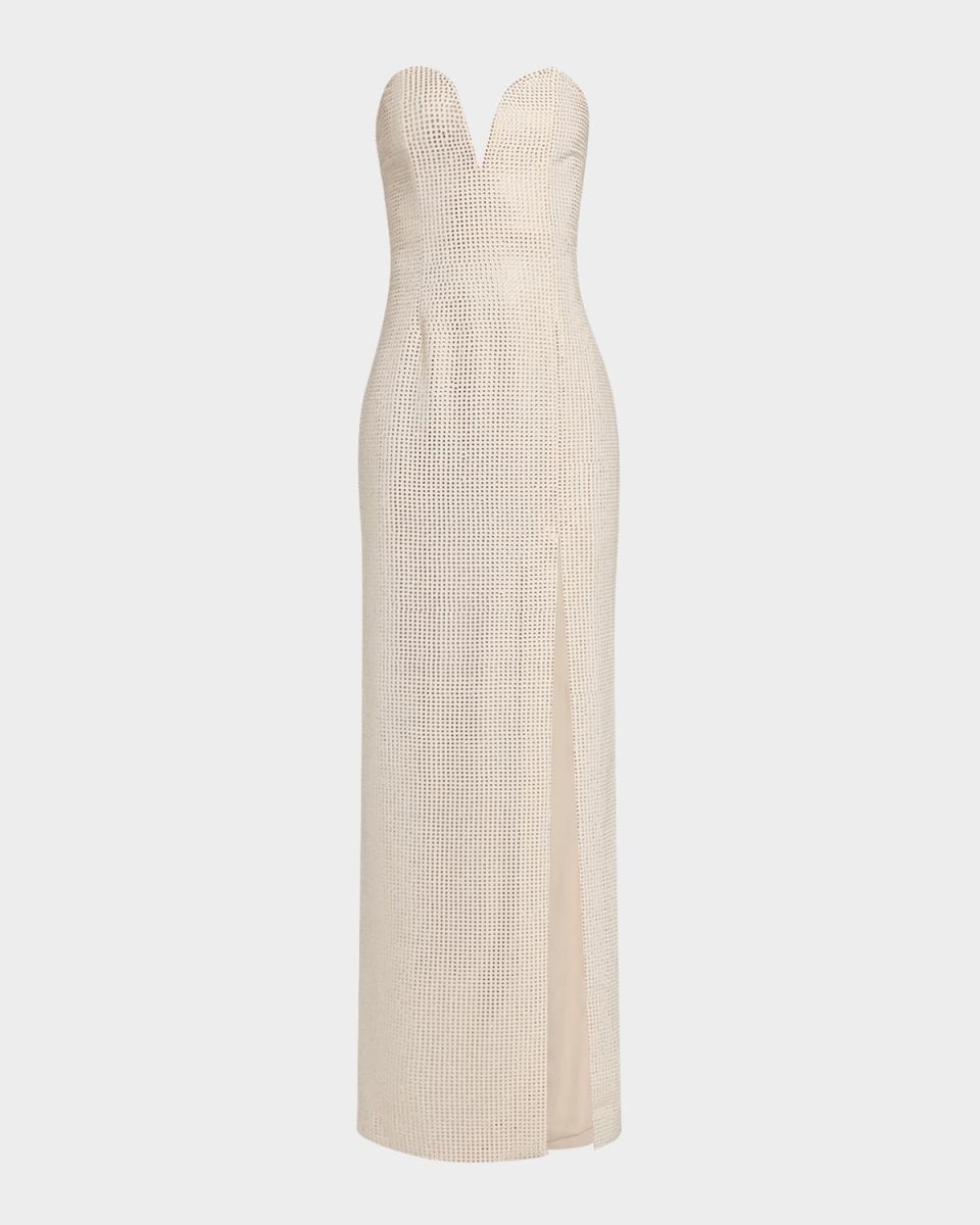 Strapless Plunge Diamante Column Gown